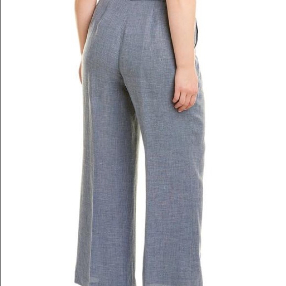 2Pc Lafayette 148 Conall Jacket and Dalton Wide Leg Pants Linen Blend Bluestone - Picture 4 of 16